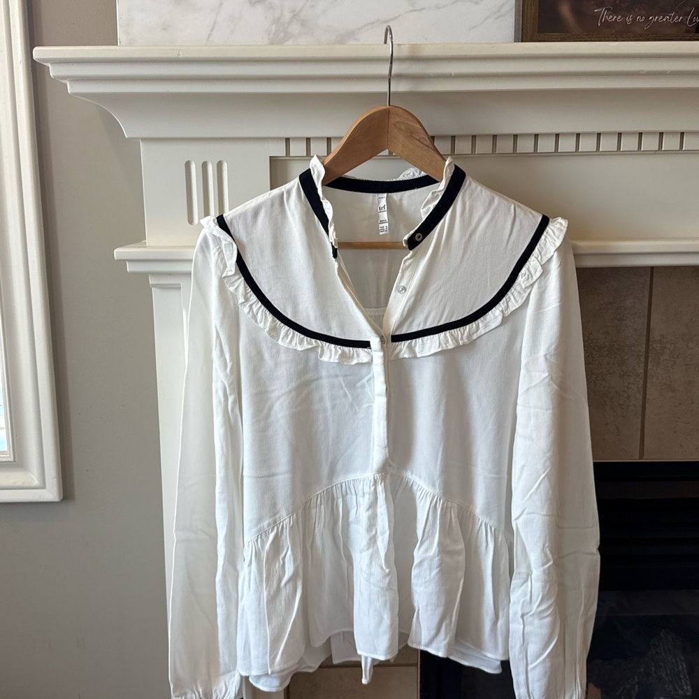 Zara White Ruffled Top